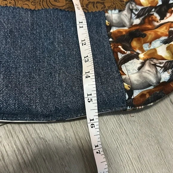 Western Brown and Blue Horse Print Tote Bag - Picture 9 of 9